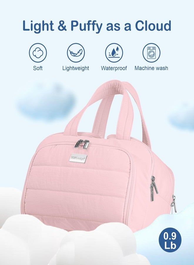 TOPDesign Travel Toiletry Bag for Women, Puffer Large Toiletry Bag, Lightweight Cosmetic Makeup Organizer with Handle for Traveling, Accessories, Essentials, Toiletries (Baby Pink) - Image 2